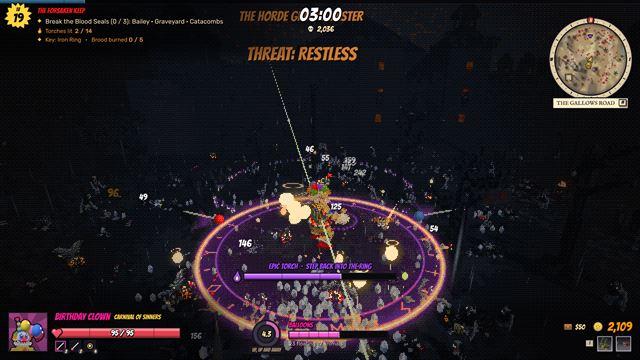 Birthday Clown holds an epic torch