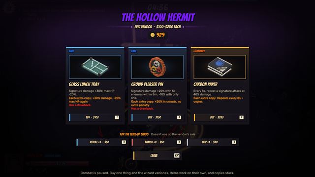 The Hollow Hermit, an epic vendor wizard