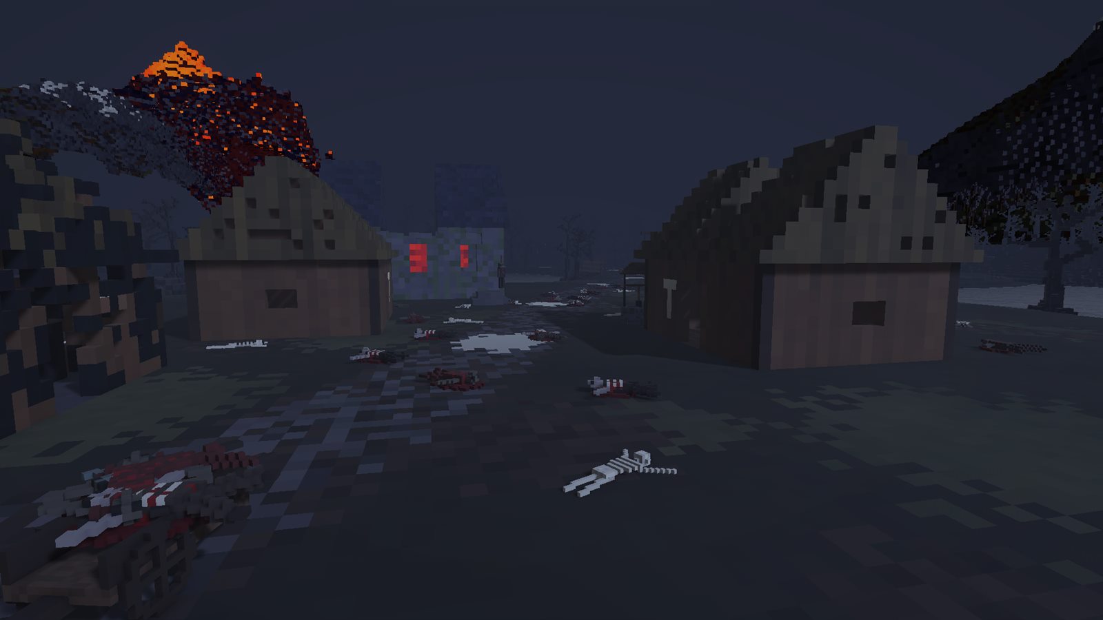 The plague village of Ashwick at night