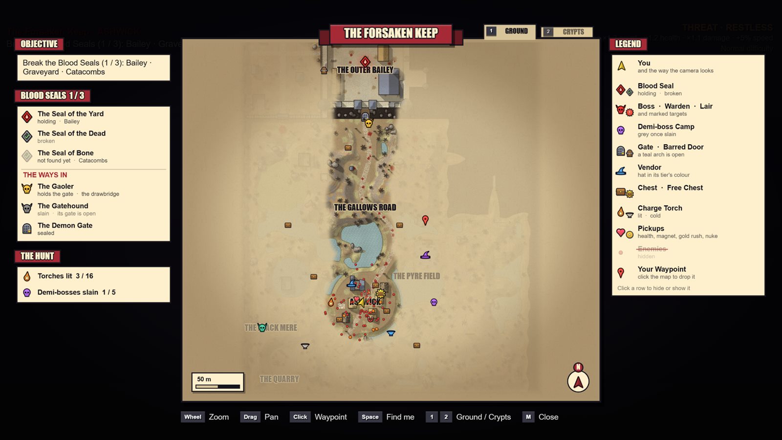 The parchment world map of the Forsaken Keep